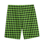 UFO Green Buffalo Plaid Print Men's Sports Shorts