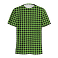 UFO Green Buffalo Plaid Print Men's Athletic T-Shirt