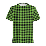 UFO Green Buffalo Plaid Print Men's Sports T-Shirt