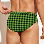 UFO Green Buffalo Plaid Print Men's Swim Briefs