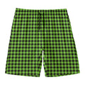 UFO Green Buffalo Plaid Print Men's Swim Trunks