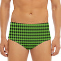 UFO Green Buffalo Plaid Print Men's Triangle Swim Briefs