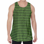 UFO Green Buffalo Plaid Print Men's Velvet Tank Top
