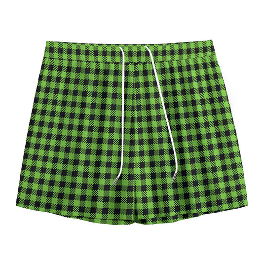 UFO Green Buffalo Plaid Print Mesh Shorts
