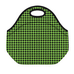 UFO Green Buffalo Plaid Print Neoprene Lunch Bag