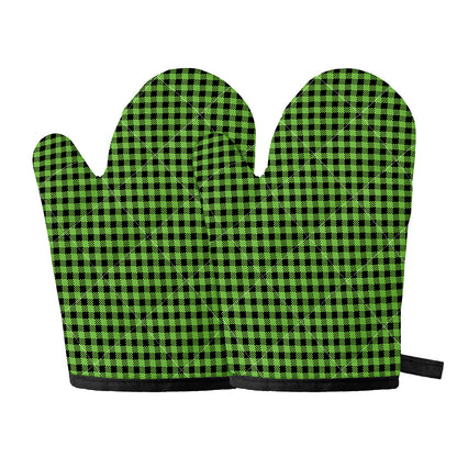 UFO Green Buffalo Plaid Print Oven Mitts