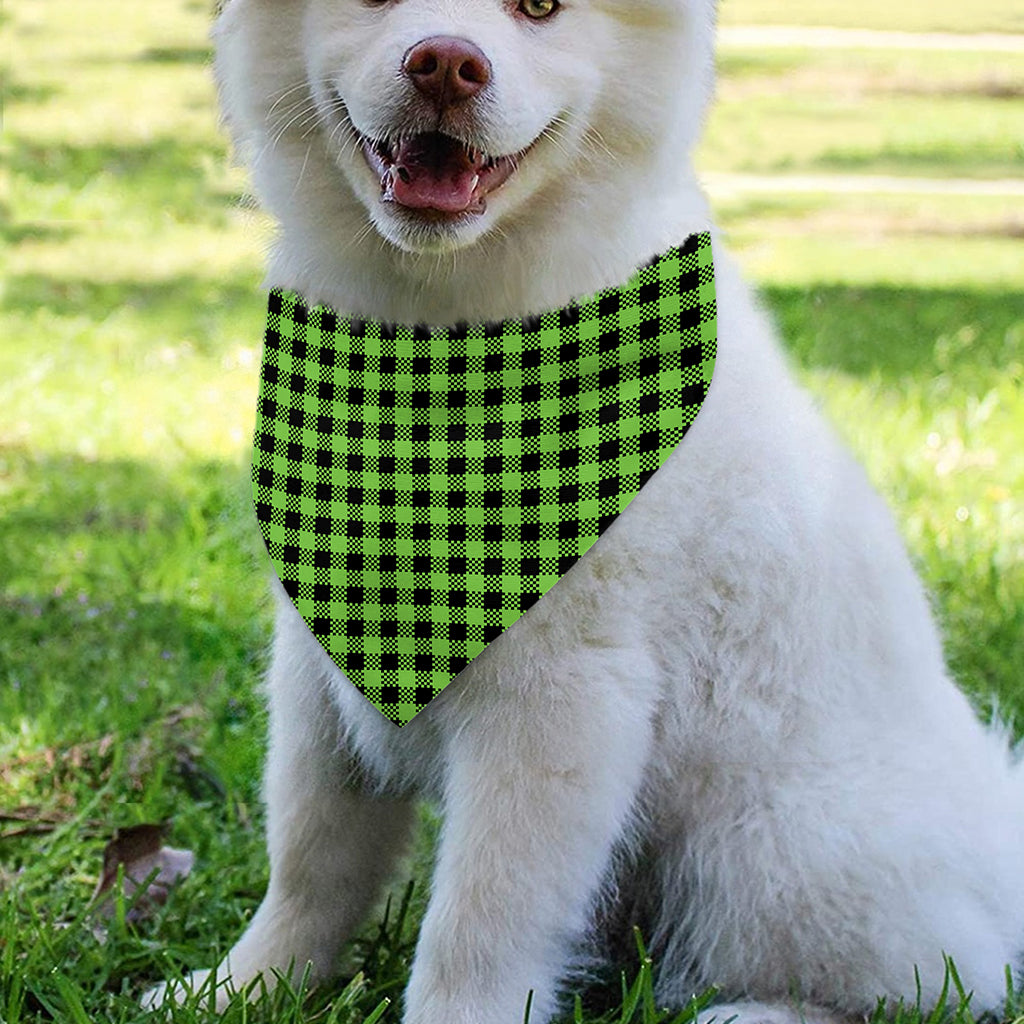 UFO Green Buffalo Plaid Print Over The Collar Dog Bandana