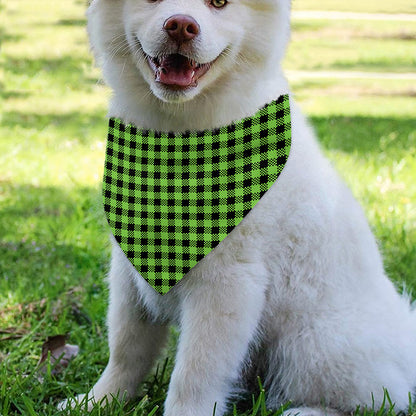 UFO Green Buffalo Plaid Print Over The Collar Dog Bandana