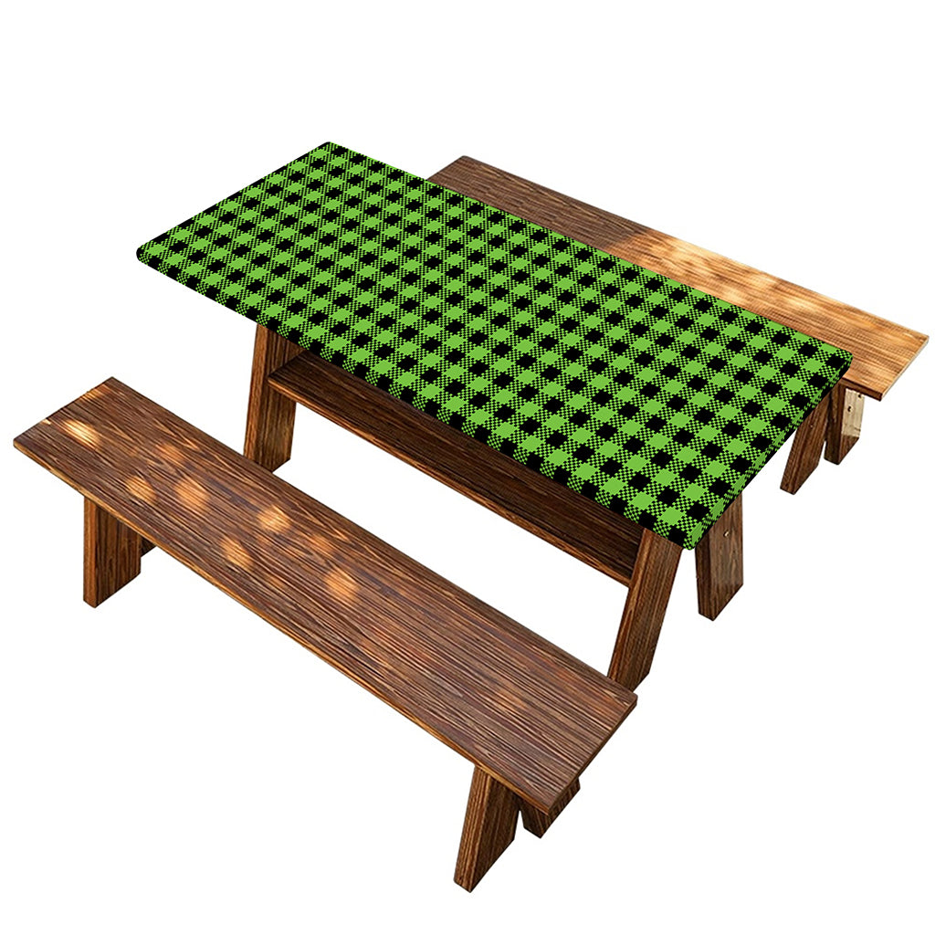 UFO Green Buffalo Plaid Print Picnic Table Cover