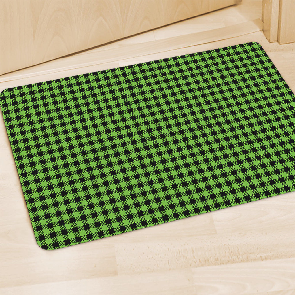 UFO Green Buffalo Plaid Print Polyester Doormat