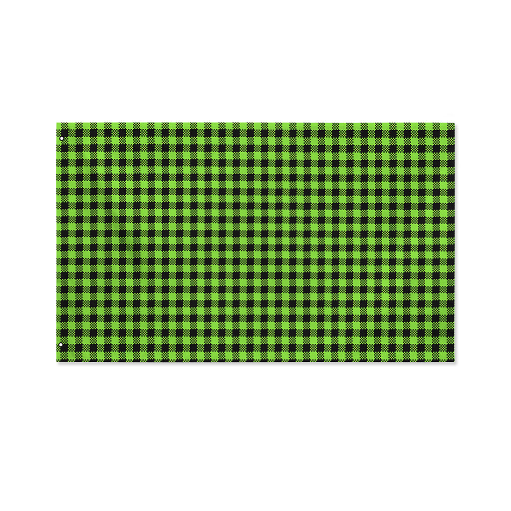 UFO Green Buffalo Plaid Print Polyester Flag