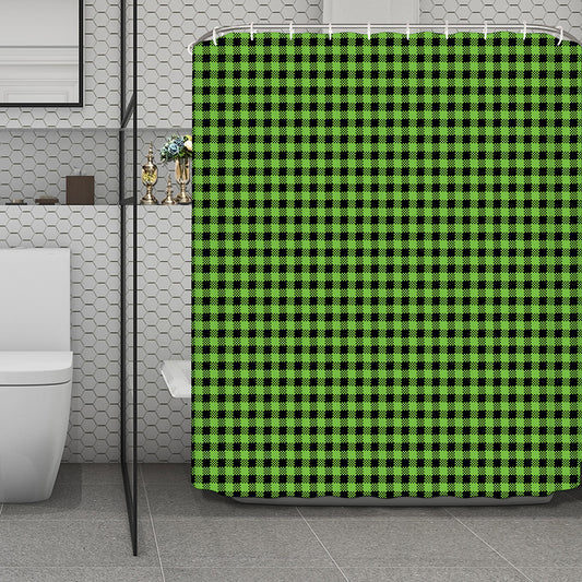 UFO Green Buffalo Plaid Print Polyester Shower Curtain