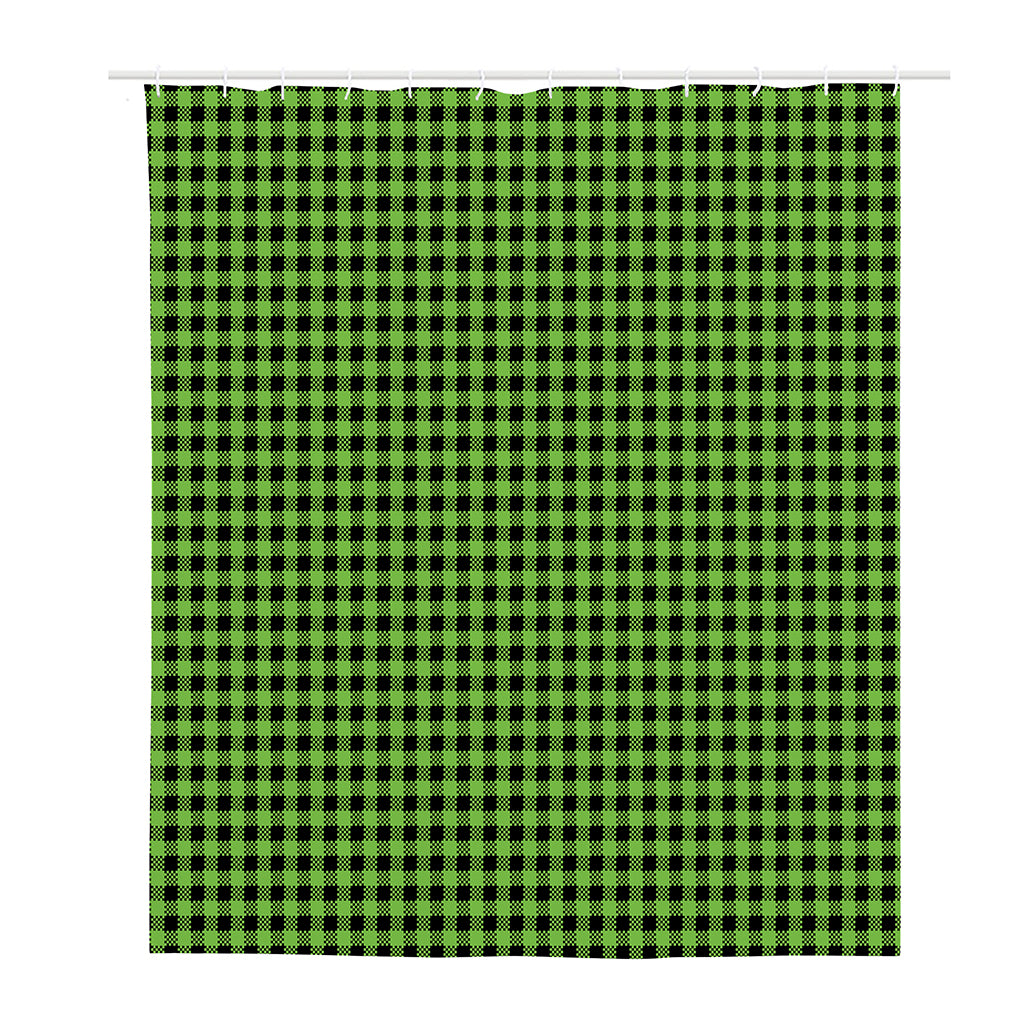 UFO Green Buffalo Plaid Print Polyester Shower Curtain