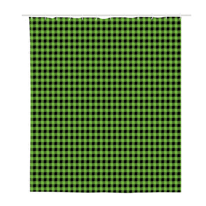 UFO Green Buffalo Plaid Print Polyester Shower Curtain