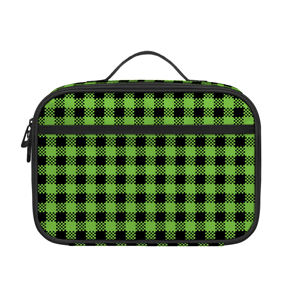 UFO Green Buffalo Plaid Print Portable Lunch Bag