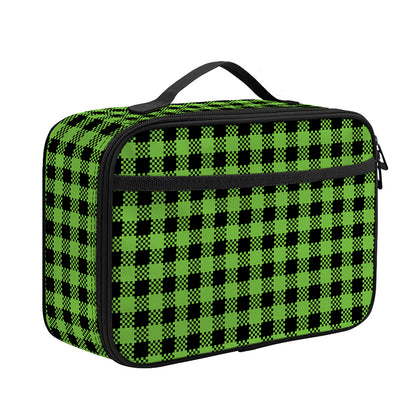 UFO Green Buffalo Plaid Print Portable Lunch Bag
