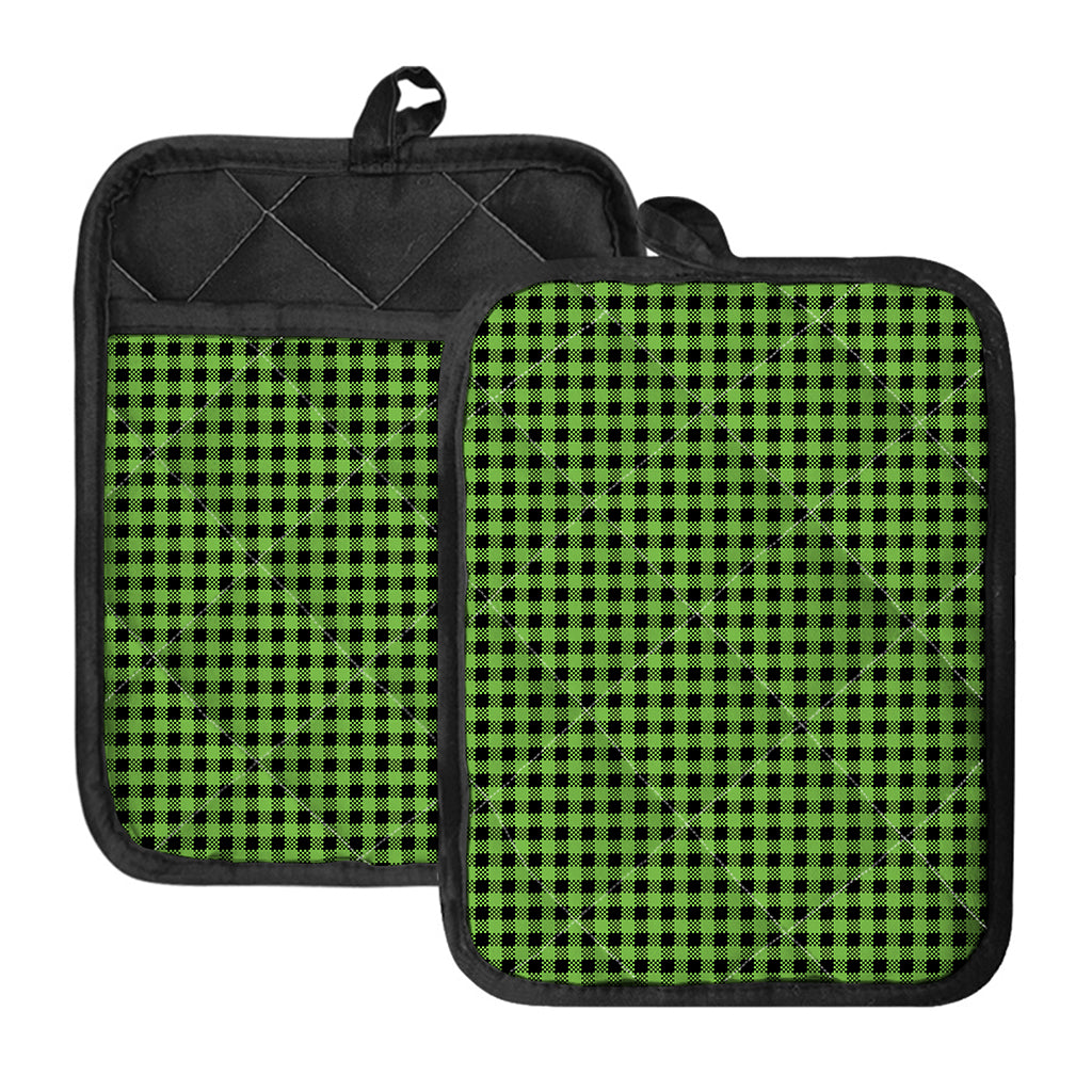 UFO Green Buffalo Plaid Print Pot Holders With Pocket