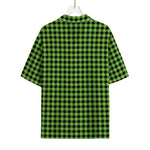 UFO Green Buffalo Plaid Print Rayon Hawaiian Shirt