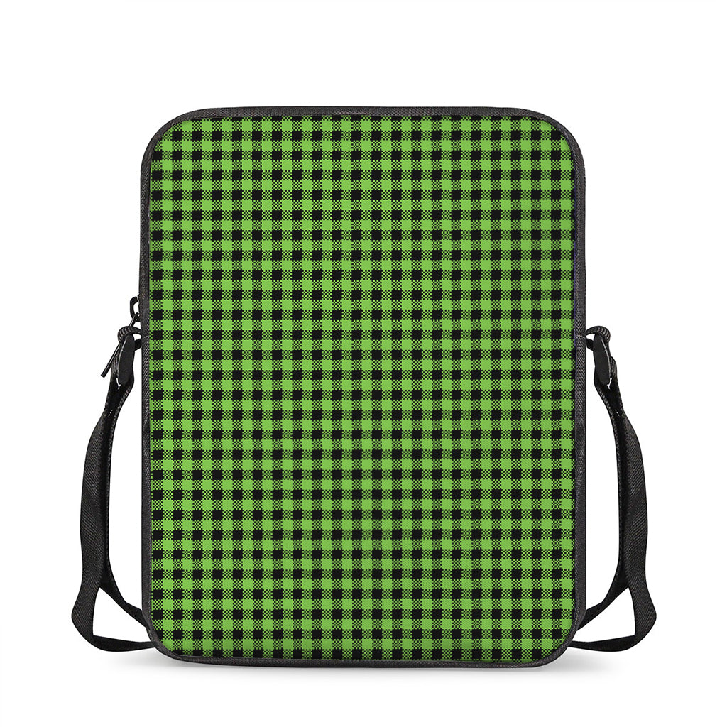 UFO Green Buffalo Plaid Print Rectangular Crossbody Bag