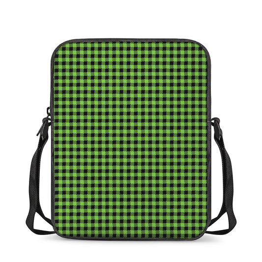 UFO Green Buffalo Plaid Print Rectangular Crossbody Bag