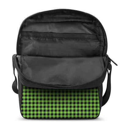 UFO Green Buffalo Plaid Print Rectangular Crossbody Bag