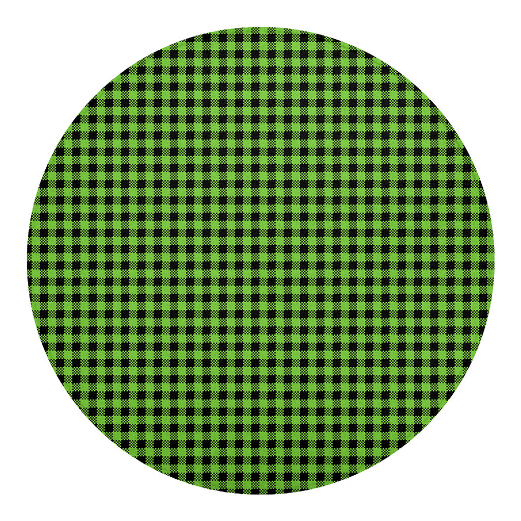 UFO Green Buffalo Plaid Print Round Blanket