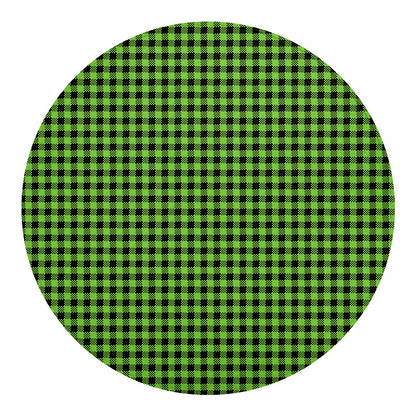 UFO Green Buffalo Plaid Print Round Blanket