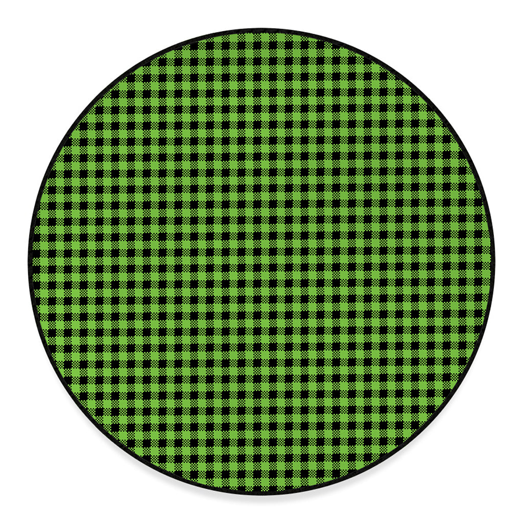 UFO Green Buffalo Plaid Print Round Floor Mat