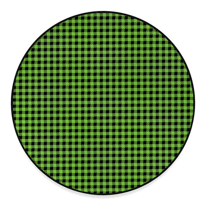 UFO Green Buffalo Plaid Print Round Floor Mat