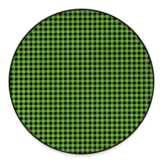 UFO Green Buffalo Plaid Print Round Floor Mat