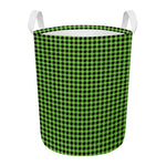 UFO Green Buffalo Plaid Print Round Laundry Basket