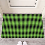 UFO Green Buffalo Plaid Print Rubber Doormat
