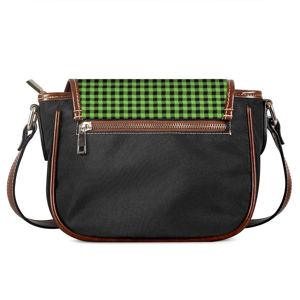 UFO Green Buffalo Plaid Print Saddle Bag