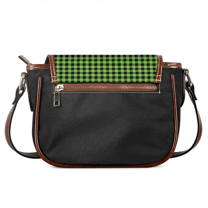 UFO Green Buffalo Plaid Print Saddle Bag