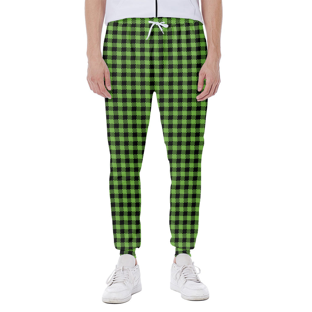 UFO Green Buffalo Plaid Print Scuba Joggers