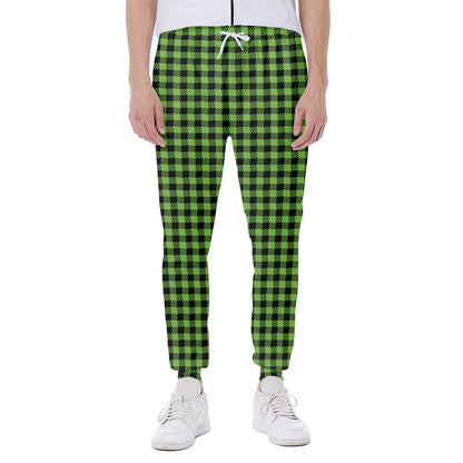 UFO Green Buffalo Plaid Print Scuba Joggers