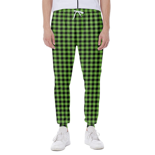 UFO Green Buffalo Plaid Print Scuba Joggers
