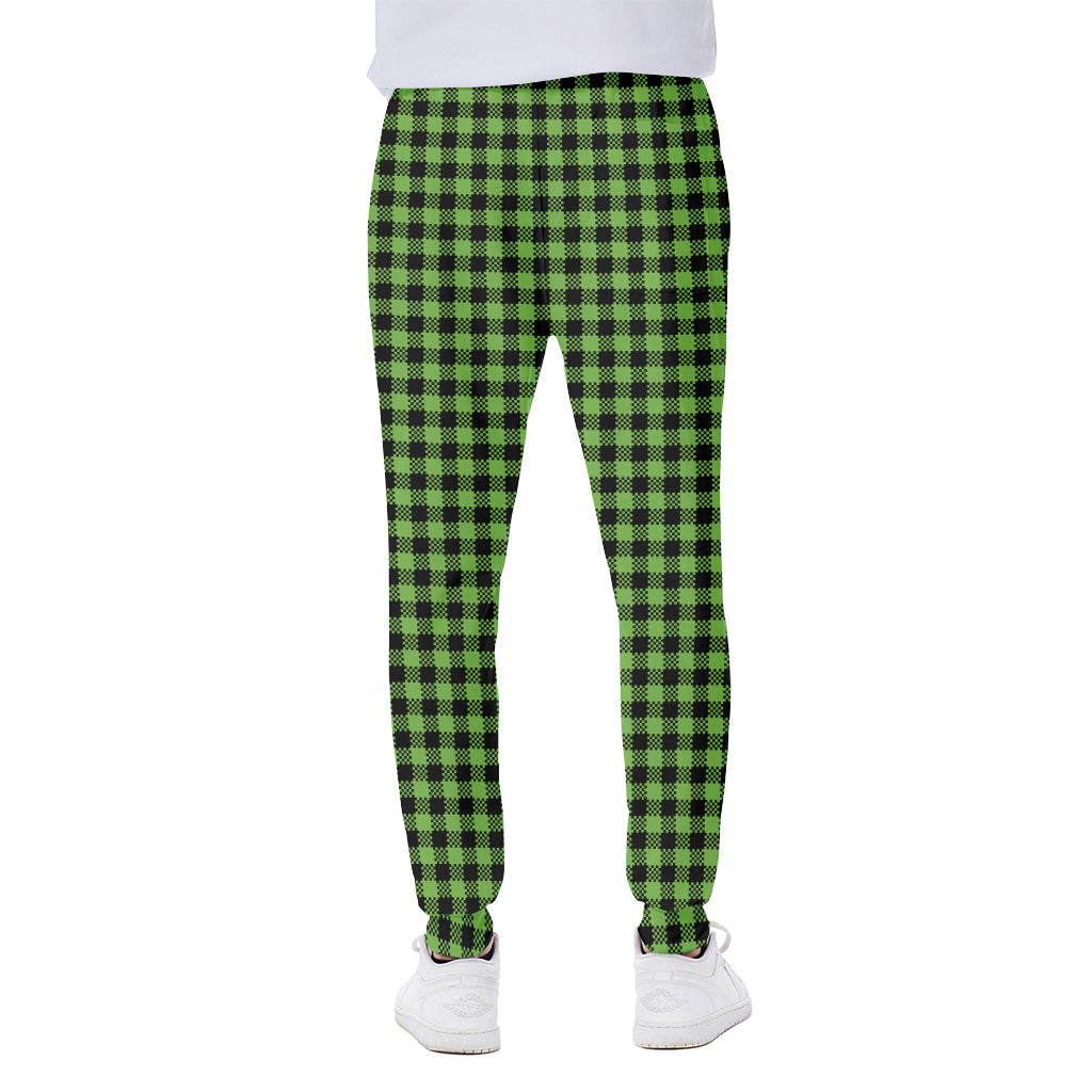 UFO Green Buffalo Plaid Print Scuba Joggers