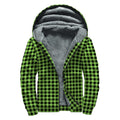 UFO Green Buffalo Plaid Print Sherpa Lined Zip Up Hoodie