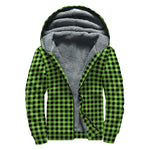 UFO Green Buffalo Plaid Print Sherpa Lined Zip Up Hoodie