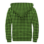 UFO Green Buffalo Plaid Print Sherpa Lined Zip Up Hoodie