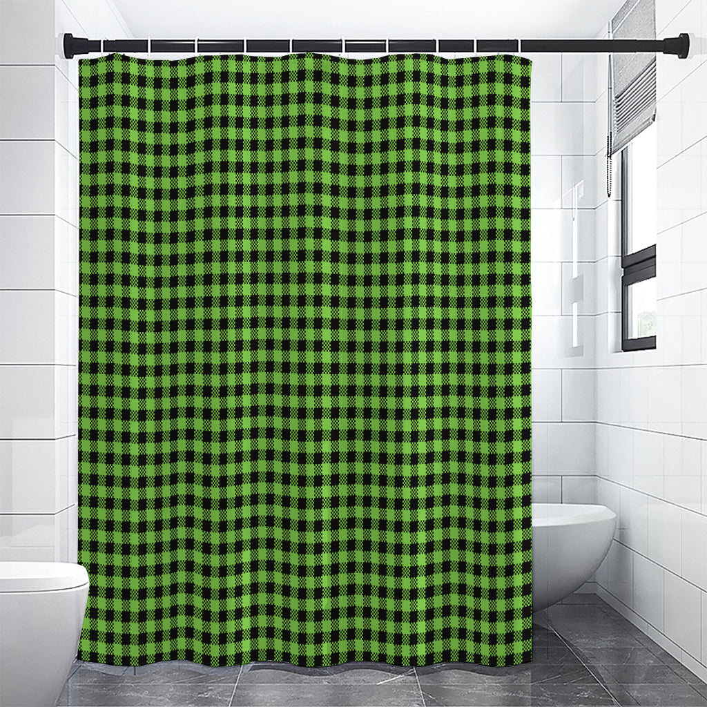 UFO Green Buffalo Plaid Print Shower Curtain