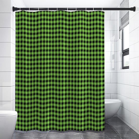 UFO Green Buffalo Plaid Print Shower Curtain