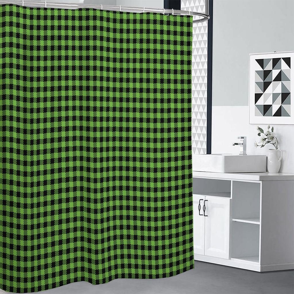 UFO Green Buffalo Plaid Print Shower Curtain
