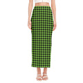 UFO Green Buffalo Plaid Print Side Slit Maxi Skirt