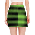 UFO Green Buffalo Plaid Print Side Slit Mini Skirt