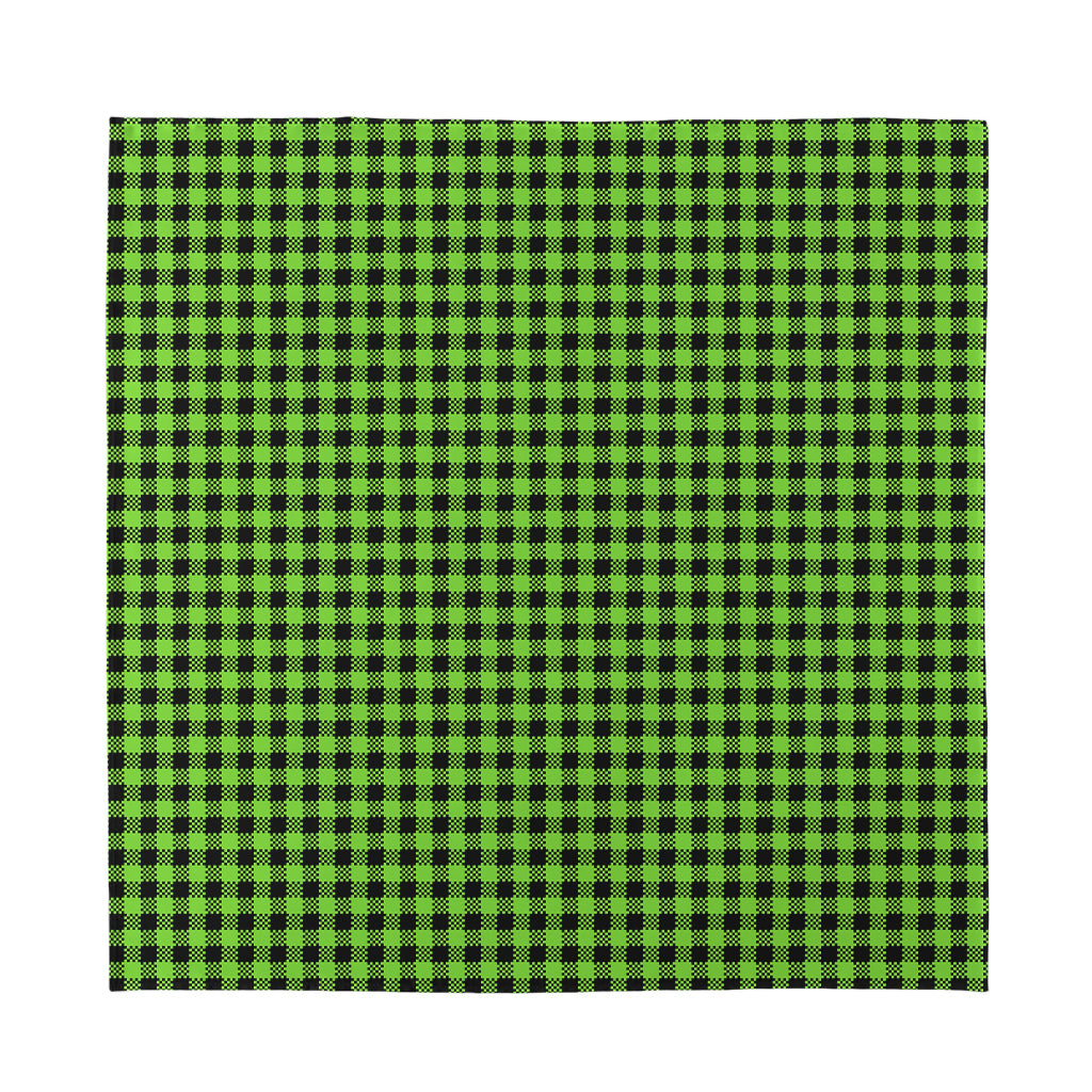 UFO Green Buffalo Plaid Print Silk Bandana
