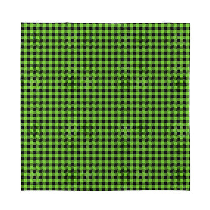 UFO Green Buffalo Plaid Print Silk Bandana