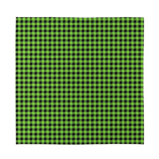 UFO Green Buffalo Plaid Print Silk Bandana