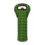 UFO Green Buffalo Plaid Print Single Neoprene Wine Tote